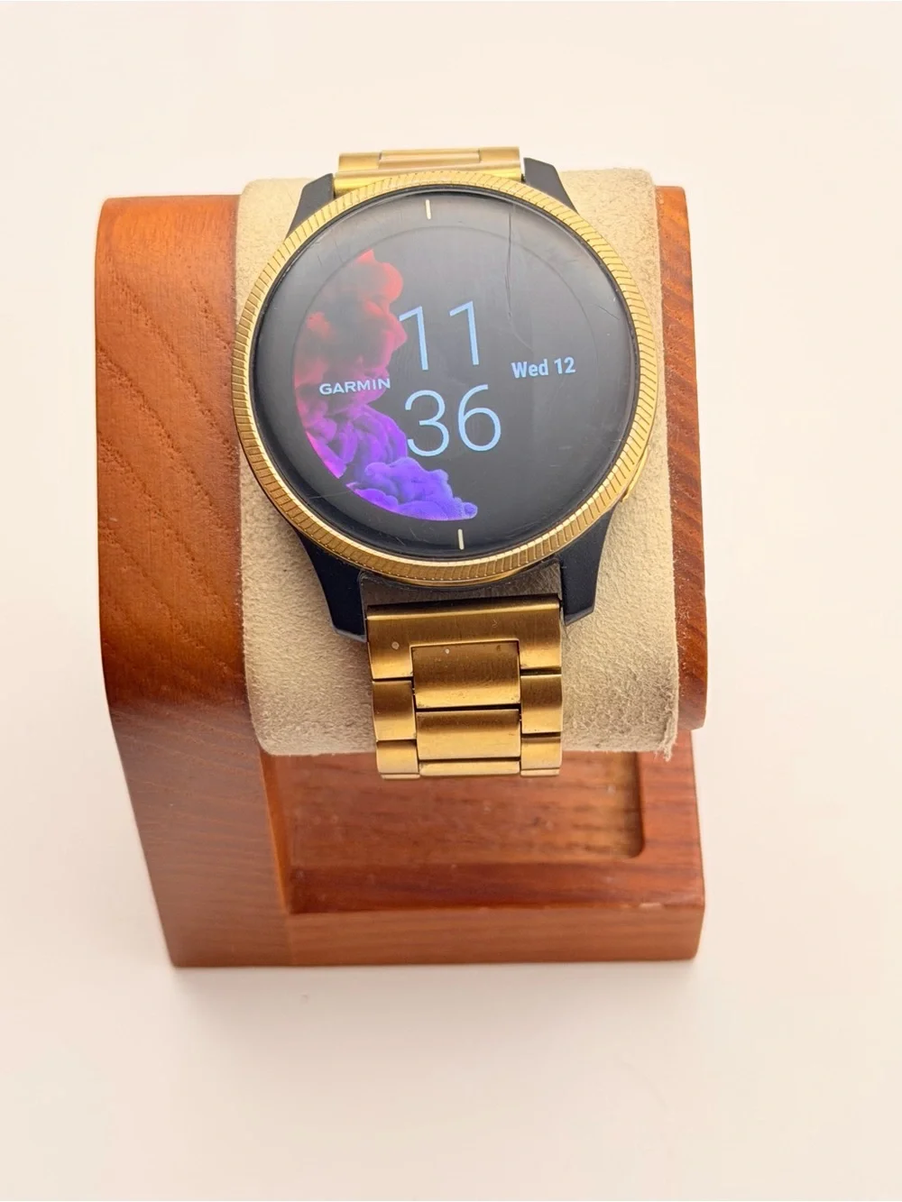 Garmin Venu, Tested, Gold/Black, Charger Included, Stainless Steel Band